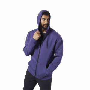 Bluza Z Kapturem Męskie Reebok Workout Ready Full-Zip Fleece Fioletowe PL 78PJRIB